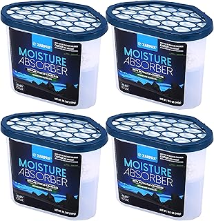 ZARPAX Moisture Absorber Activated Charcoal 10.5 oz/300g | Removes Moisture, Damp, Humidity & Odors | Odor Absorber | Moisture Trap for Bathroom, Closet, Kitchen & Small Spaces | Set of 4