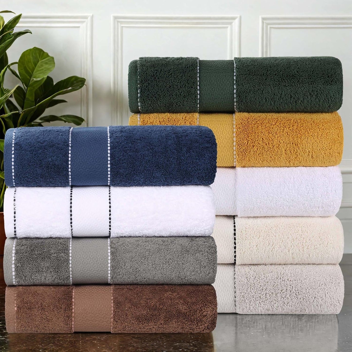 Superior Egypt Produced Giza Cotton 6 Piece Towel Set, Luxury Plush Bathroom Essentials, Quick Dry, Shower, Spa, Soft, Includes 2 Bath, 2 Hand, 2 Washcloth/Face Towels, Niles Collection, Chocolate