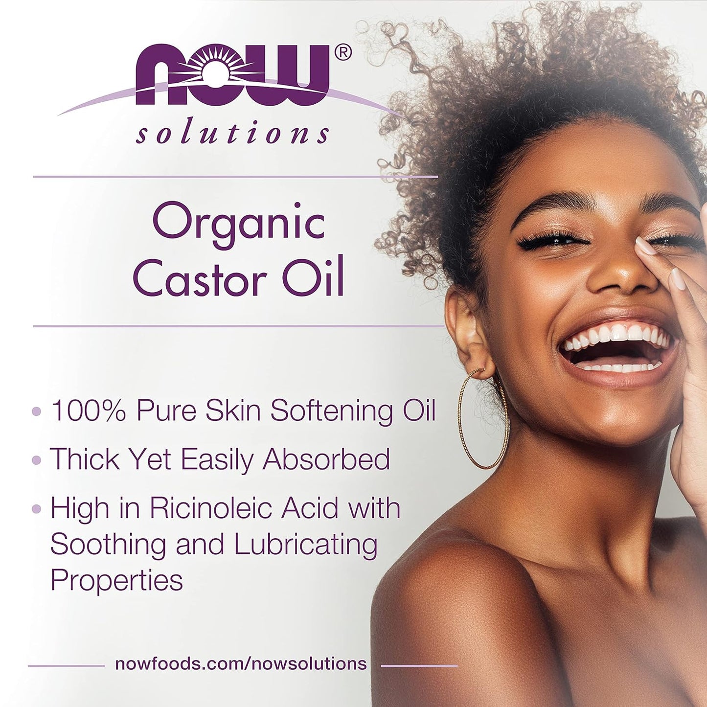 NOW Solutions, Organic Castor Oil, 100% Pure Versatile Skin Care, Multi-Purpose Skin Softener, 16-Ounce