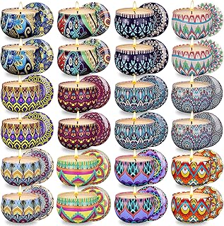 Set of 24 Small Scented Candles Soy Wax Aromatherapy Candles 2.5 OZ Portable Tin Candles with Lid, Relaxation Gifts Basket for Mother, Women, Friends and Coworkers