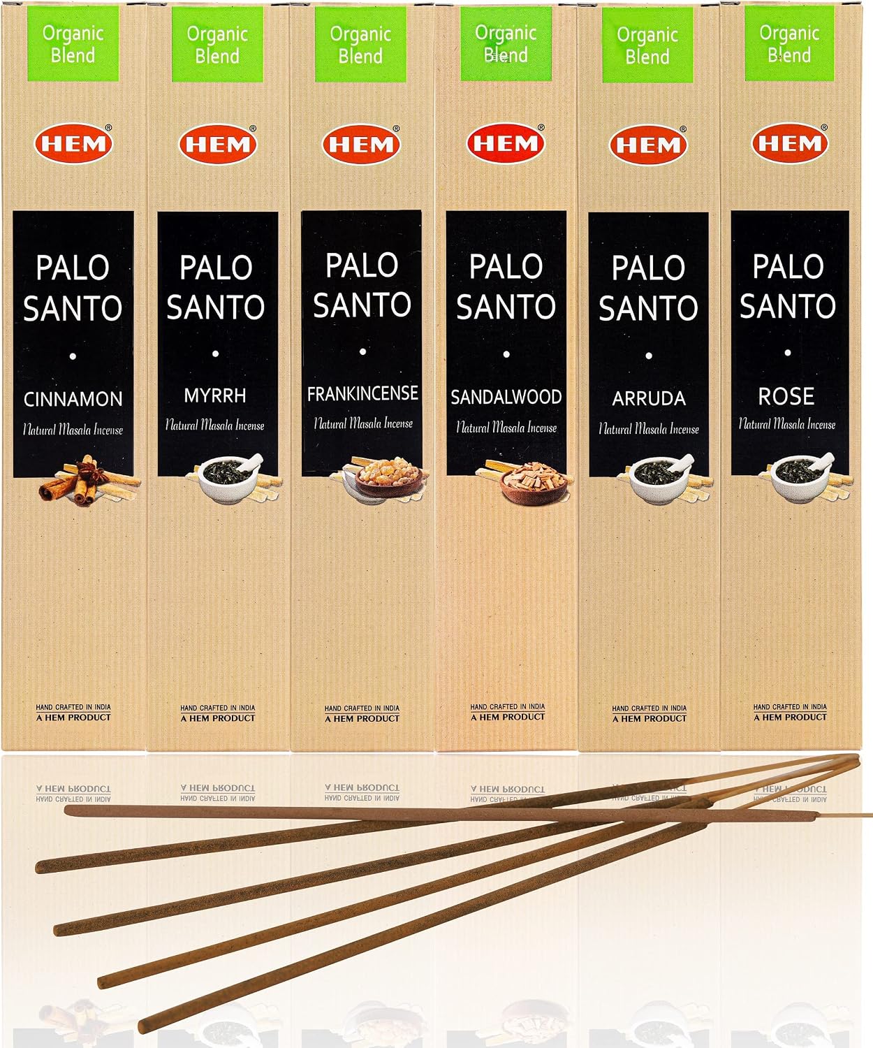 Hem Assorted Incense Sticks Variety 6 Packs x 15 GMS - Aromatherapy Insence for Air Purifier,Insents Stick Gift Set, Perfect for Meditation and Relaxation (Palo Santo)