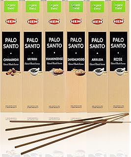 Hem Assorted Incense Sticks Variety 6 Packs x 15 GMS - Aromatherapy Insence for Air Purifier,Insents Stick Gift Set, Perfect for Meditation and Relaxation (Palo Santo)