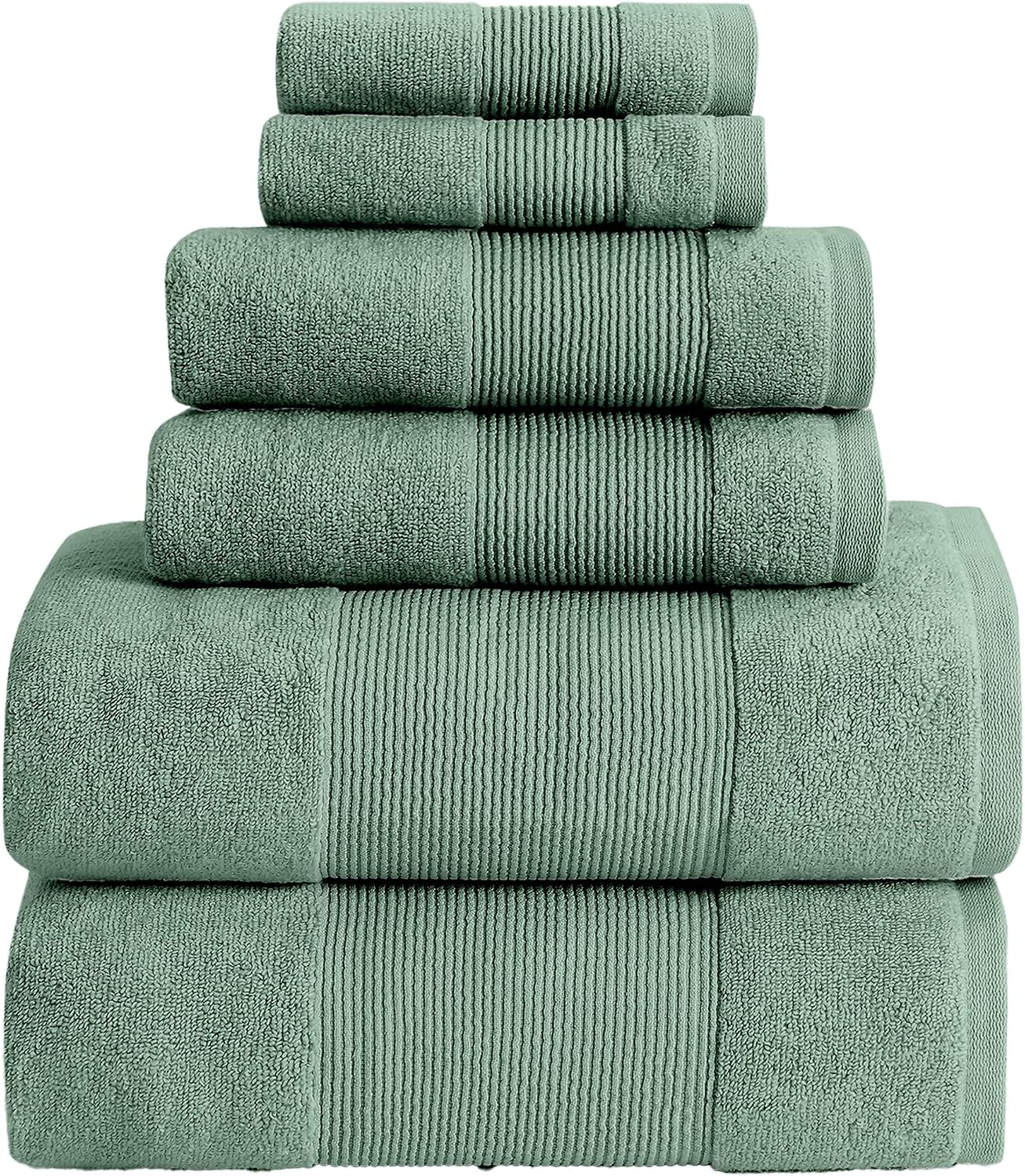 Modern Threads Air Cloud 6-Piece Towel Set - 100% Zero-Twist Cotton, 500 GSM, Quick Dry & Plush, Eucalyptus