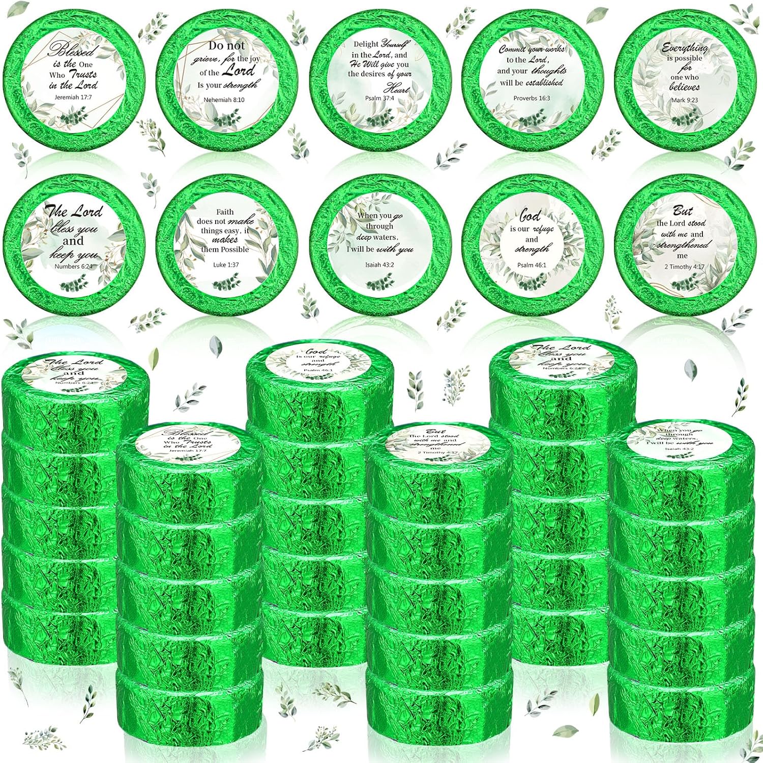 Siifert Shower Steamers Aromatherapy 50 Pack Bulk Eucalyptus Leaf Shower Steamer with Bible Verse Christian Gifts for Adults Her Mom Him Home Spa Gym Natural Essential Oil Self Care Relaxation