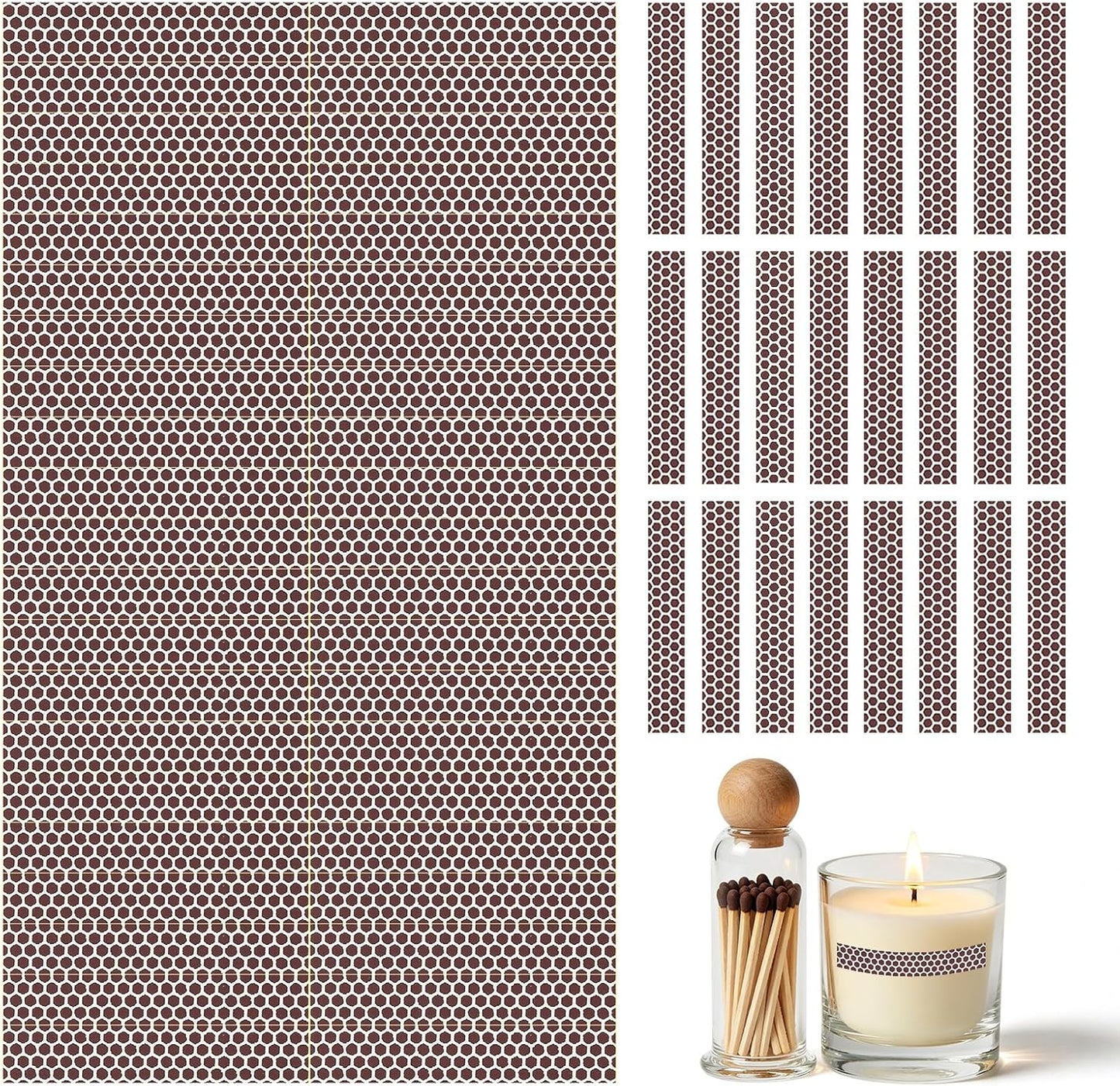 42 PCS Match Striker Stickers, Match Striker Paper with Adhesive, Ideal for Fireplace Matches (Rectangle)