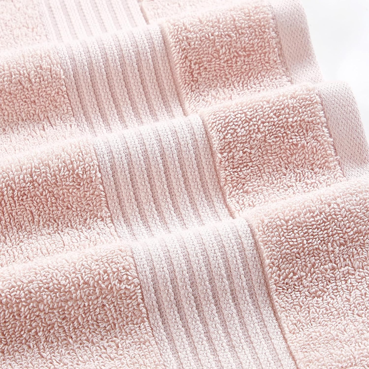Modern Threads Astra 6-Piece 100% Cotton Towel Set – Jacquard Geometric Pattern – Includes 2 Bath Towels, 2 Hand Towels, 2 Washcloths – Absorbent, Quick Dry, Soft & Durable – Blush Pink