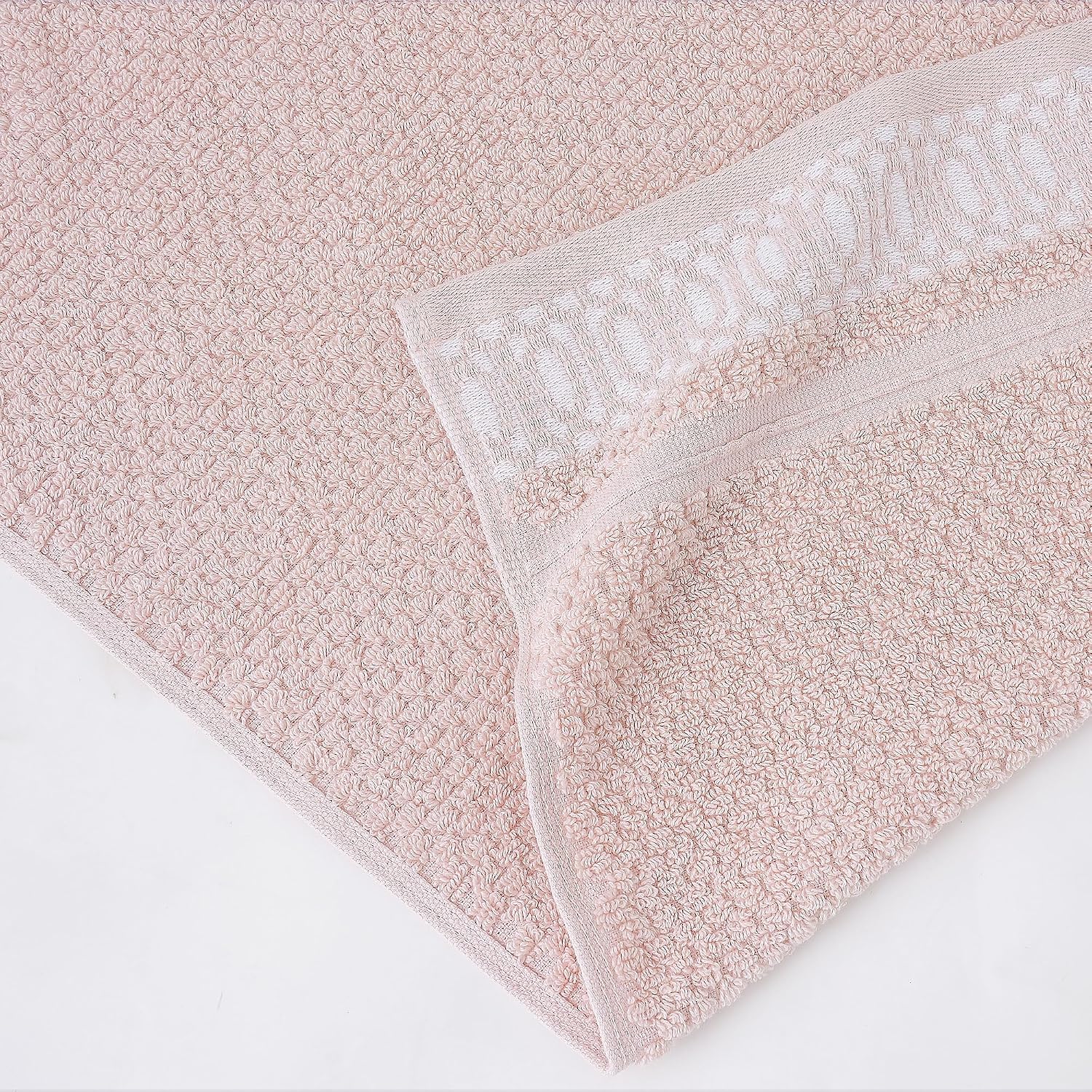 Modern Threads Astra 6-Piece 100% Cotton Towel Set – Jacquard Geometric Pattern – Includes 2 Bath Towels, 2 Hand Towels, 2 Washcloths – Absorbent, Quick Dry, Soft & Durable – Blush Pink