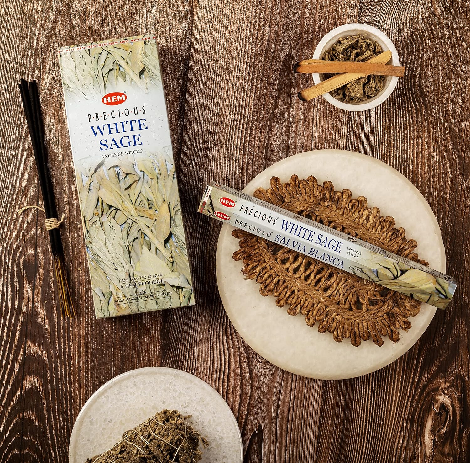 HEM White Sage Incense Sticks – 6 Hexa Tubes × 20g (Approx. 120 Sticks) – Cleansing & Purifying Herbal Aroma for Smudging, Meditation, Relaxation & Home Fragrance