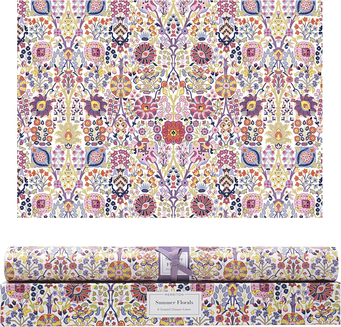 Scented Drawer Liners for Dresser – 6 Large Non Adhesive Dresser Drawer Liner Sheets, 22 x 16 in, Drawer Liners for Kitchen Cabinets & Closet Shelves, Cabinet Liner & Shelf Paper (Summer Florals)