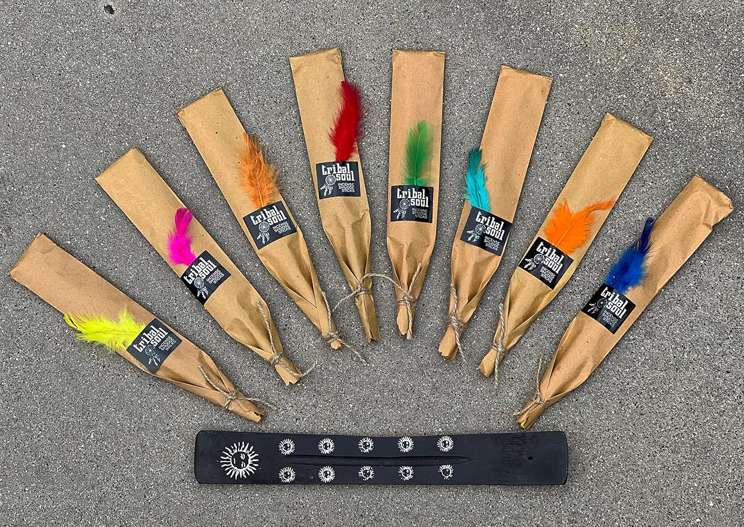 Tribal Soul Premium Incense Smudge Sticks - Assorted Gift Set Includes 8 Fragrances (15g. Each) Wooden Incense Burner Included