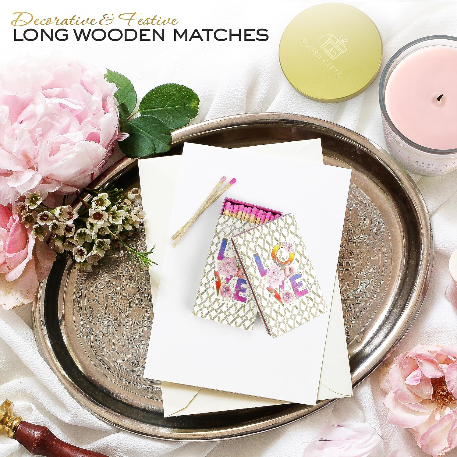 Love Design Matches Box Contains 50 Wooden Matchsticks 4" Length