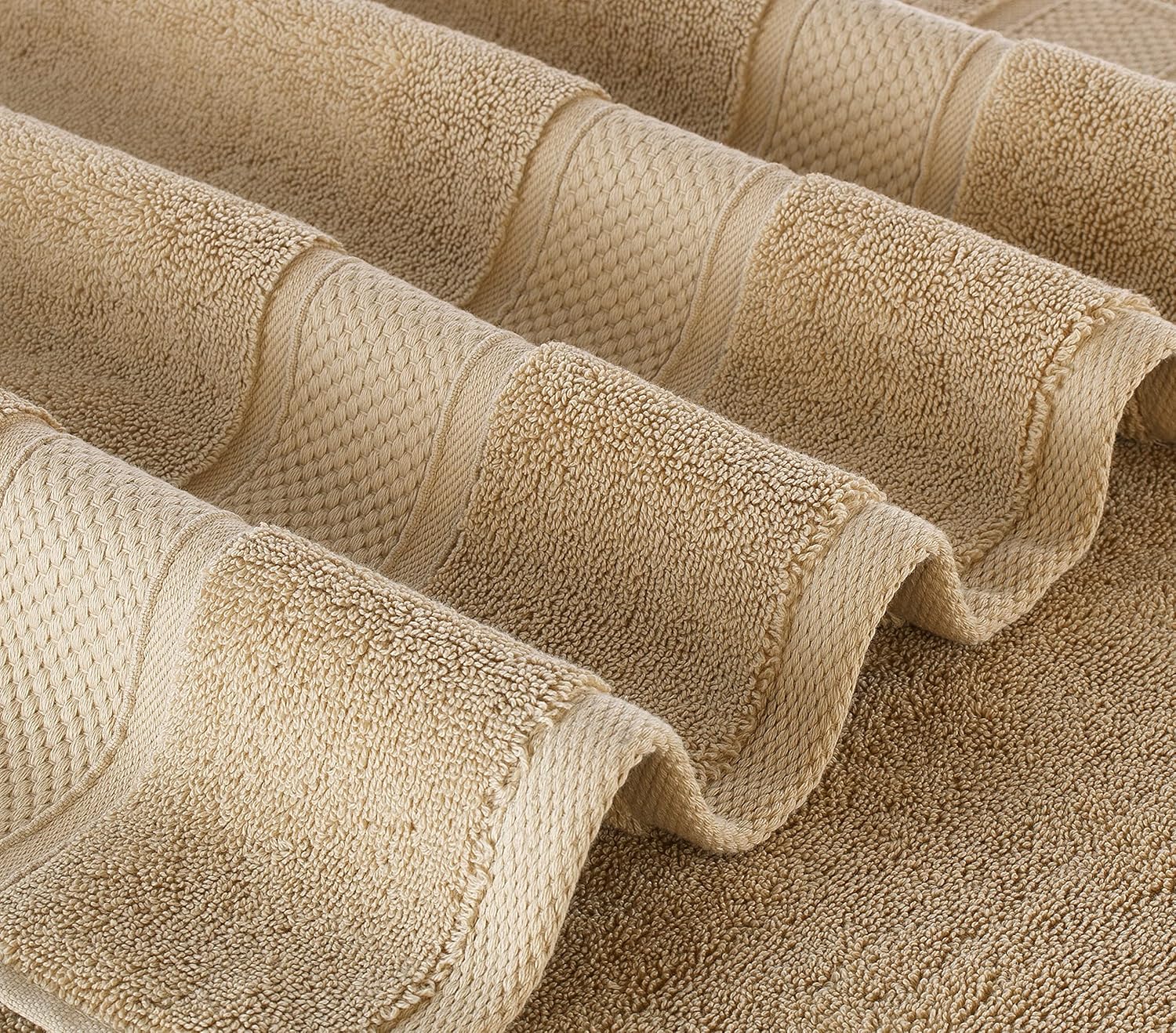 NOVA Luxury Linen - Hotel Quality Turkish Towel Set for Bathroom (4 Pcs Hand Towel Set, Warmsand Beige)