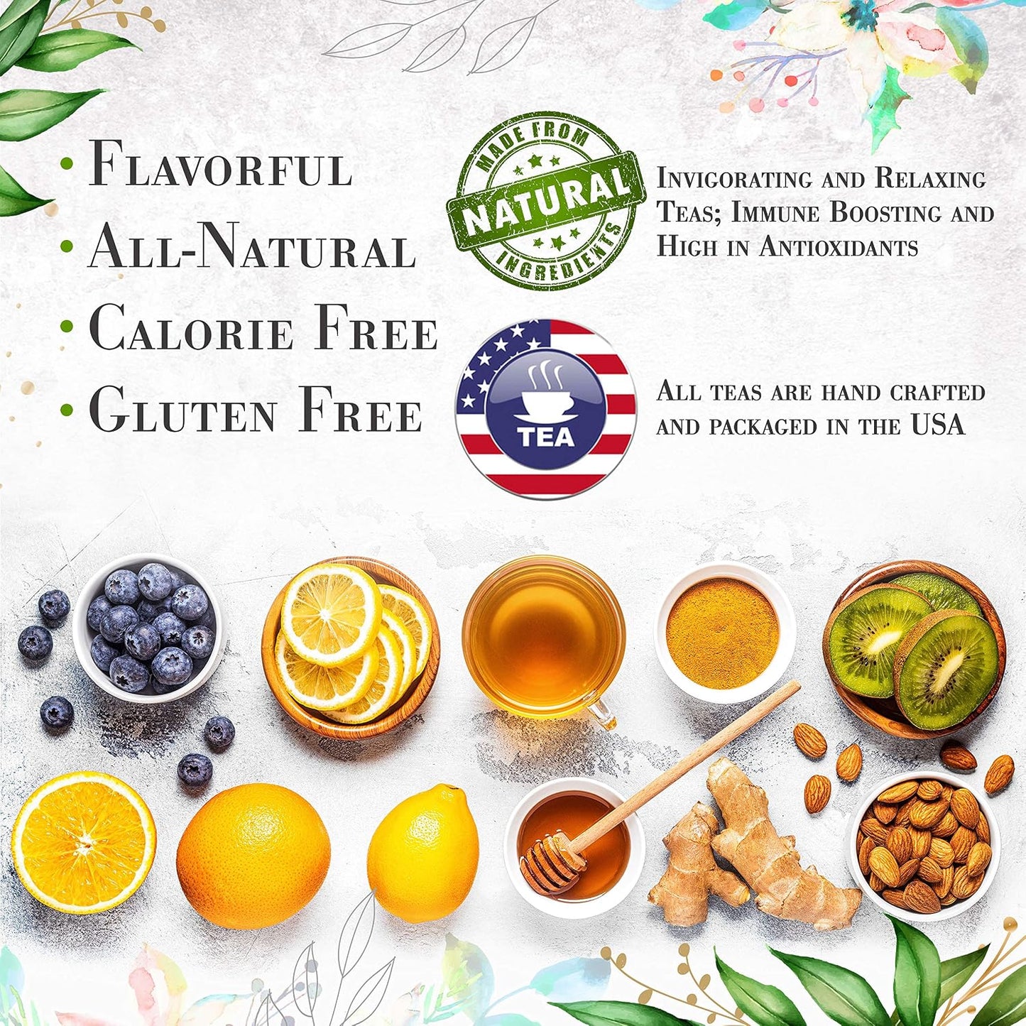 Lemon Lavender Green Tea by La Tea Dah, Antioxidant Rich Tea Made with Lightly Caffeinated Green Tea Leaves, Lemongrass, & Lavender Flowers, Floral Tea Gift Collection (12 Sachets)