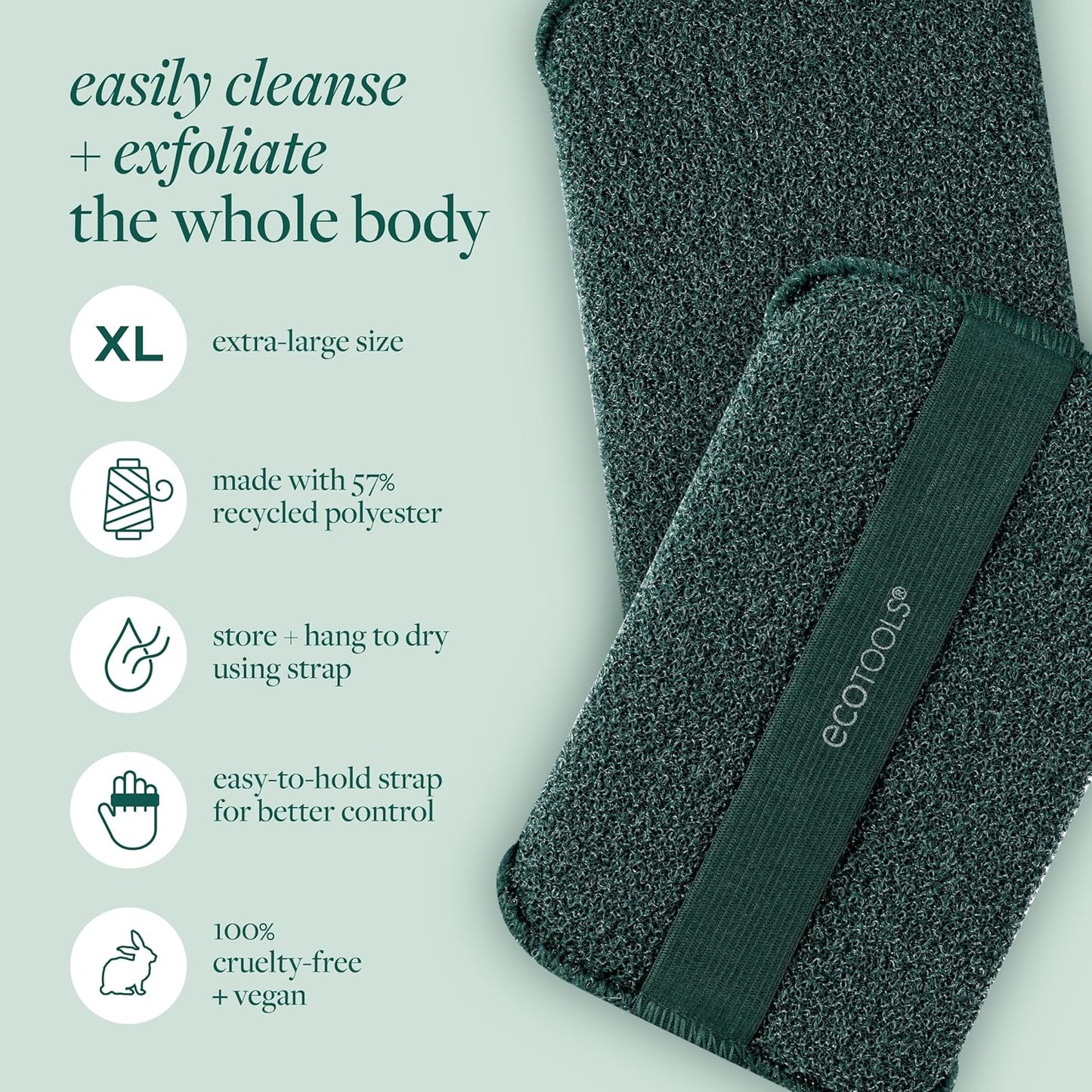 EcoTools XL Body Buffer, Exfoliating Body Scrubber, Large Sponge for Whole Body Cleansing, Quickly Remove Dry Skin, Eco-Friendly Bath Accessory for Men & Women, Cruelty-Free, 1 Count