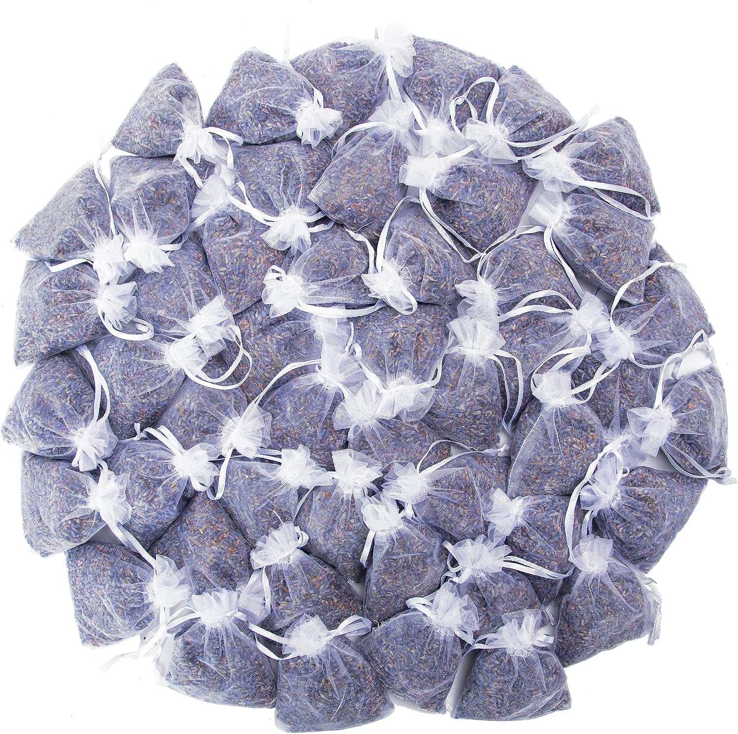 Lavande Sur Terre French Lavender Sachets for Drawers and Closets Fresh Scents, Set of 48, Home Fragrance Sachet for Closets and Drawers, White, LV-C-48-2