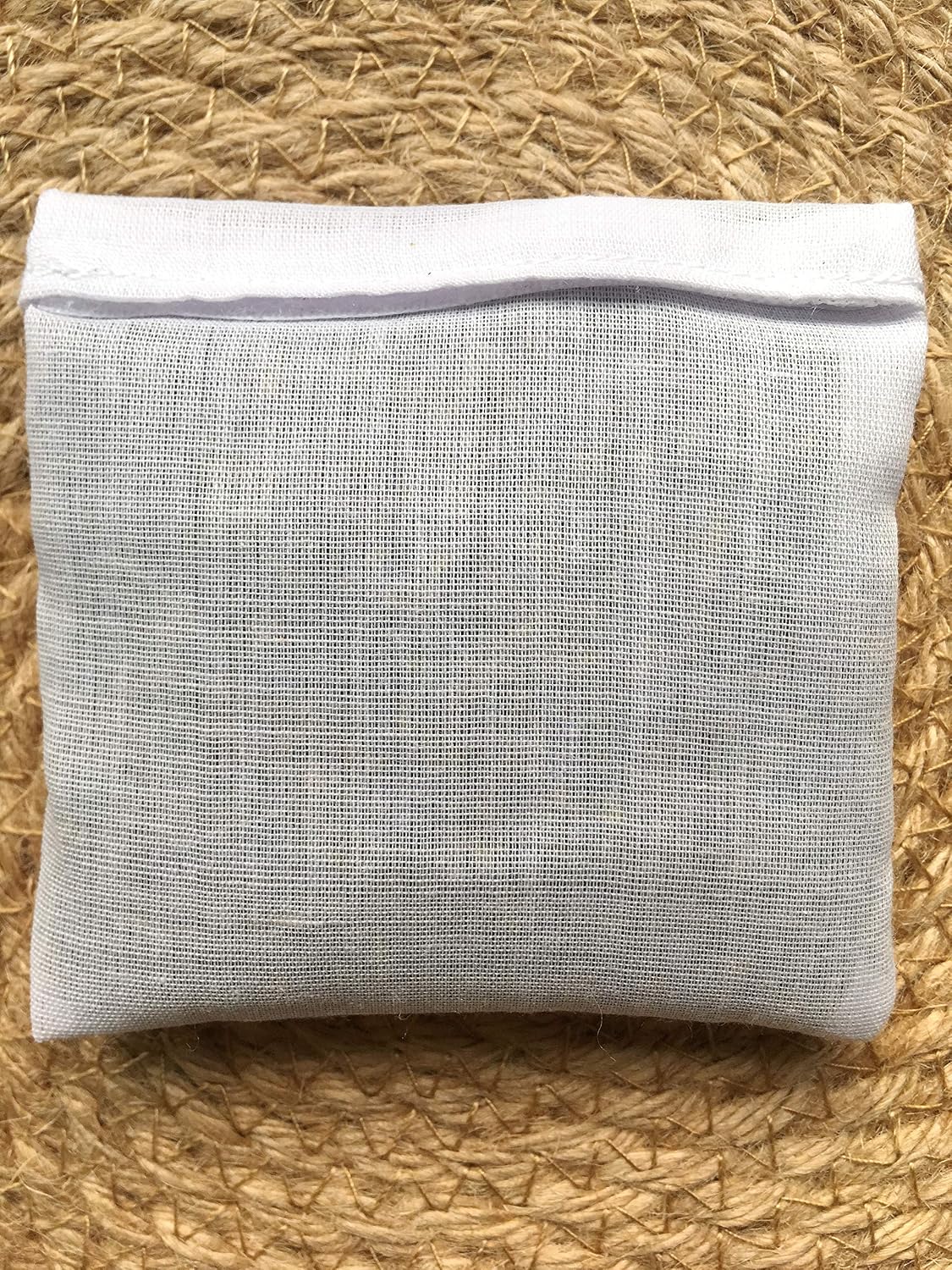 Hand Embroidered Lavender Sachet Bag Wheat Embroidery Natural Linen 6"x6", Set of 3