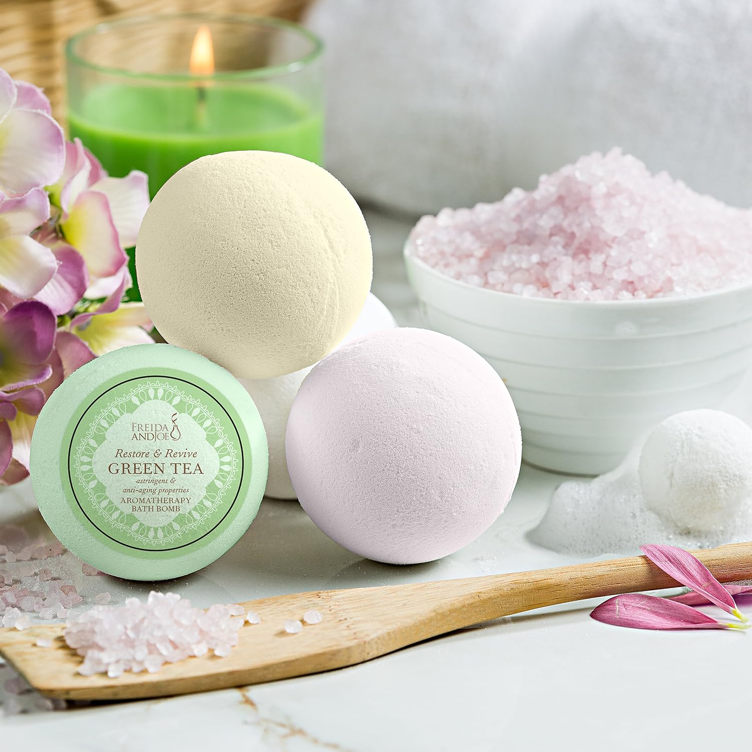 Home Spa Gift Basket Calming Relaxation Aromatherapy Bath Bombs, 6 Refreshing, Aromatic Scents to Moisturize, Revitalize, Rejuvenate Mind, Body & Soul – Mother's Day Gift for Mom