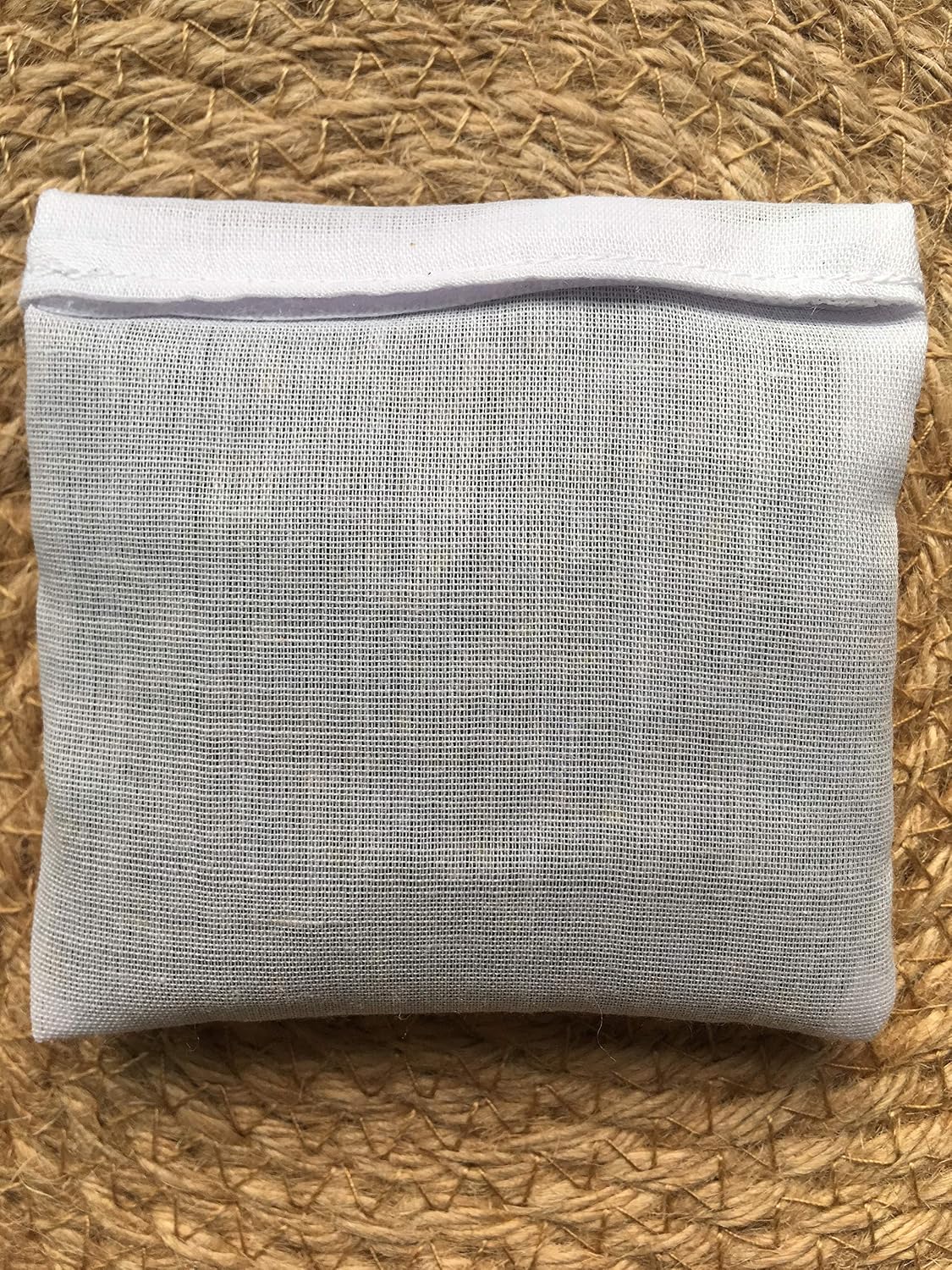 Hand Embroidered Lavender Pillow Sachet Bag “Lavender Crown” Natural Linen Cushion 6"x6", Set of 3